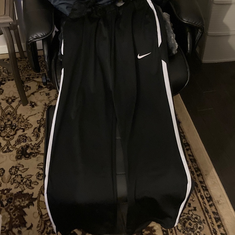 Nike Black Track Pants with White Piping